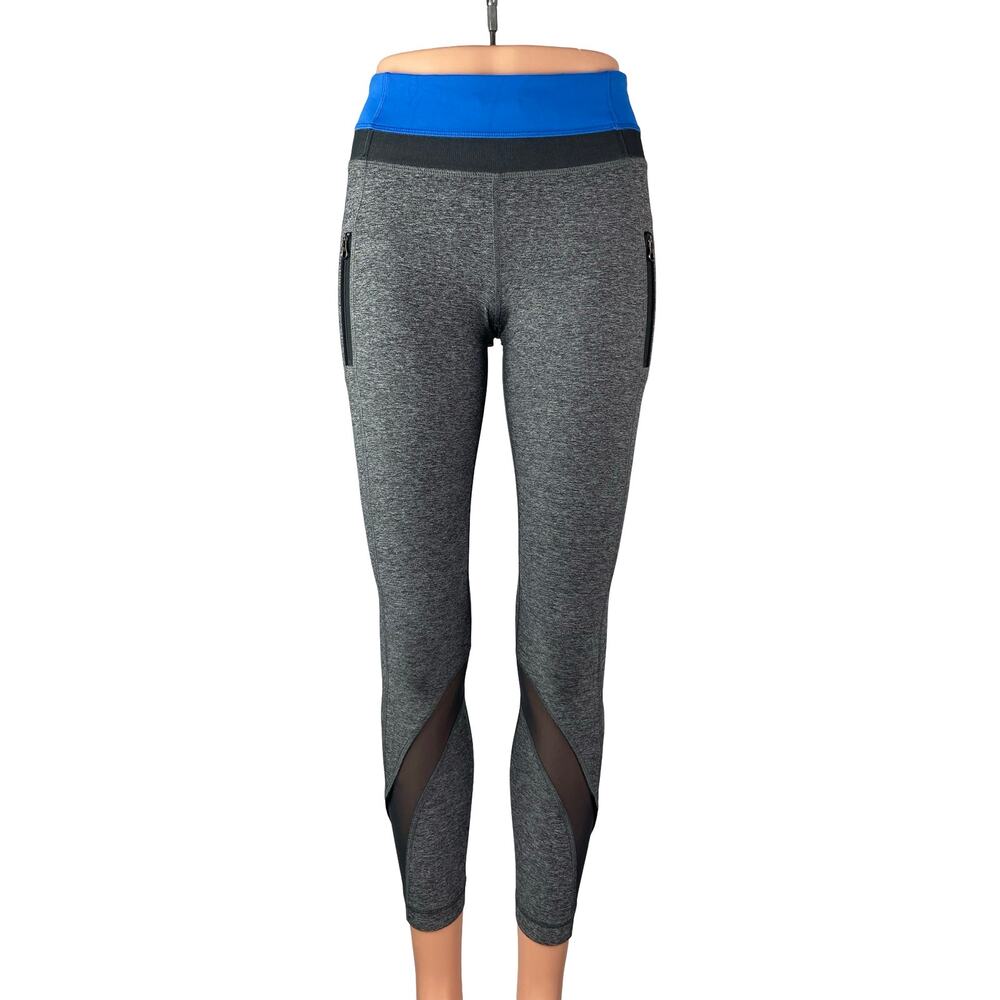 Lululemon Inspire Tight II Gray Mesh Mid Rise Yoga Athletic Leggings Pants Sz 4
